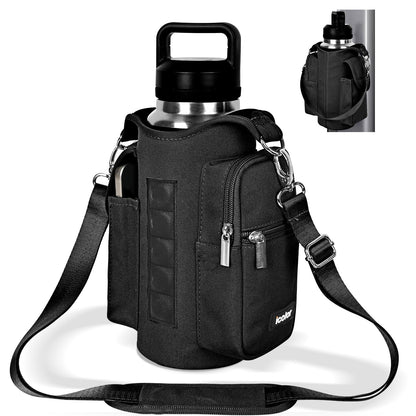 icolor Magnetic Gym Bag Water Bottle Carrier Holder with Phone Pockets & Shoulder Strap,Gym Magnetic Bag 5 Built-in Magnets Gym Accessories Organizer Sling Bottle Bag Pouch Sleeve