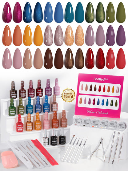 Beetles Gel Nail Polish Kit with U V Light - 80Pcs Color Enchantment 55 Colors Gel Polish Starter Kit with Base Top Coat DIY Nails Supply Stickers Manicure Tools Home Salon Gift for Women