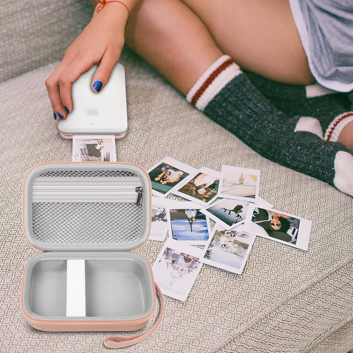 Case Compatible with Canon Ivy 2 Mini Photo Printer/for Kodak Step/for Ivy CLIQ+2 CLIQ 2, Mobile Wireless Bluetooth Instant Camera Printer Cover fits Photo Paper & Cable(Case Only)-Rose Gold
