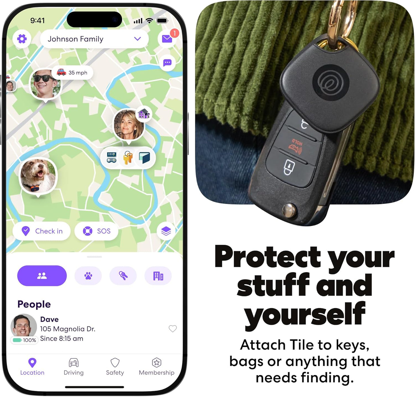 Life360 Tile - Bluetooth Tracker, Keys Finder and Item Locator for Keys, Bags and More. Phone Finder. Both iOS and Android Compatible. 1-Pack (Black)