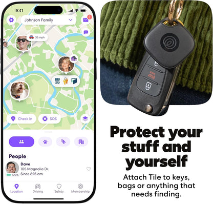 Life360 Tile - Bluetooth Tracker, Keys Finder and Item Locator for Keys, Bags and More. Phone Finder. Both iOS and Android Compatible. 1-Pack (Black)